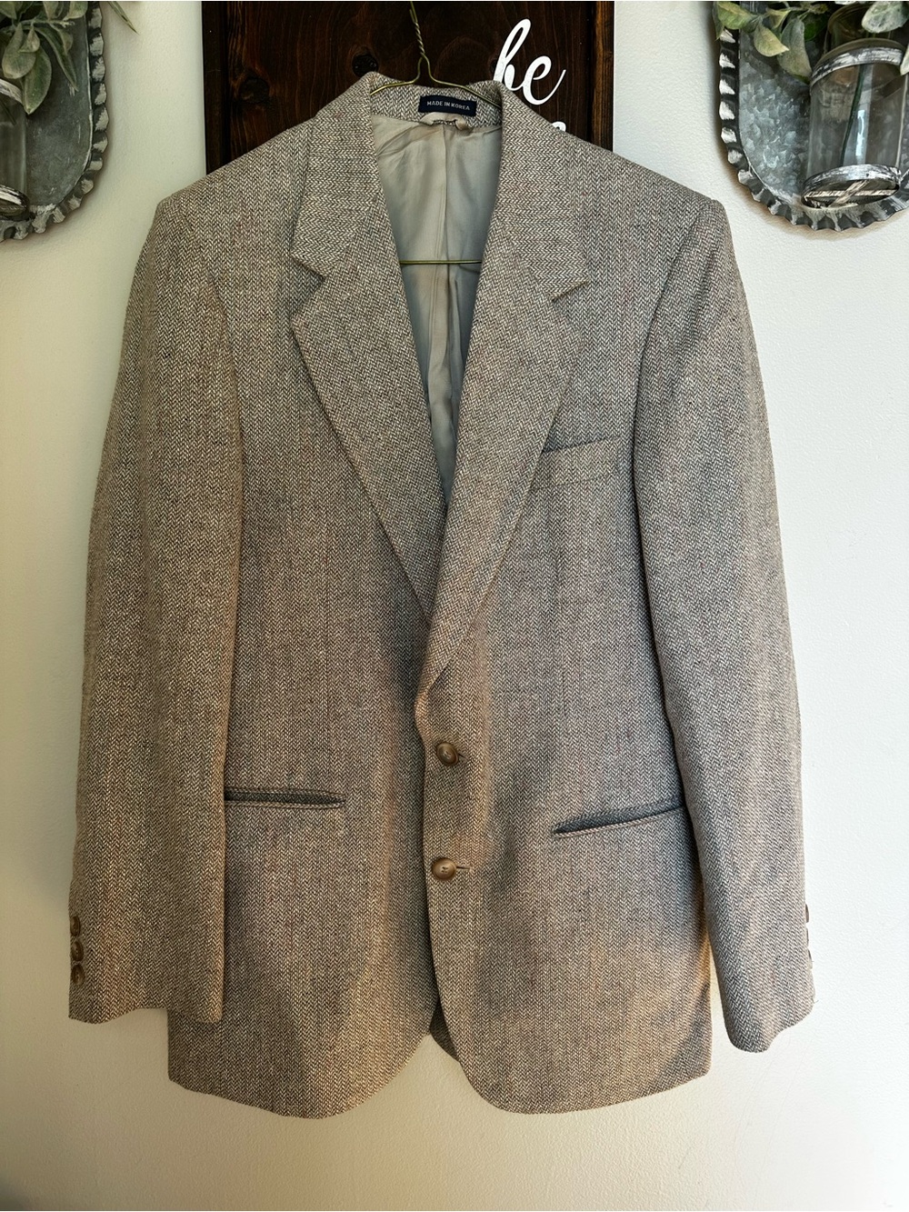 Wentworth Men's Tweed Blazer in Light Brown with pastels mixed throughout